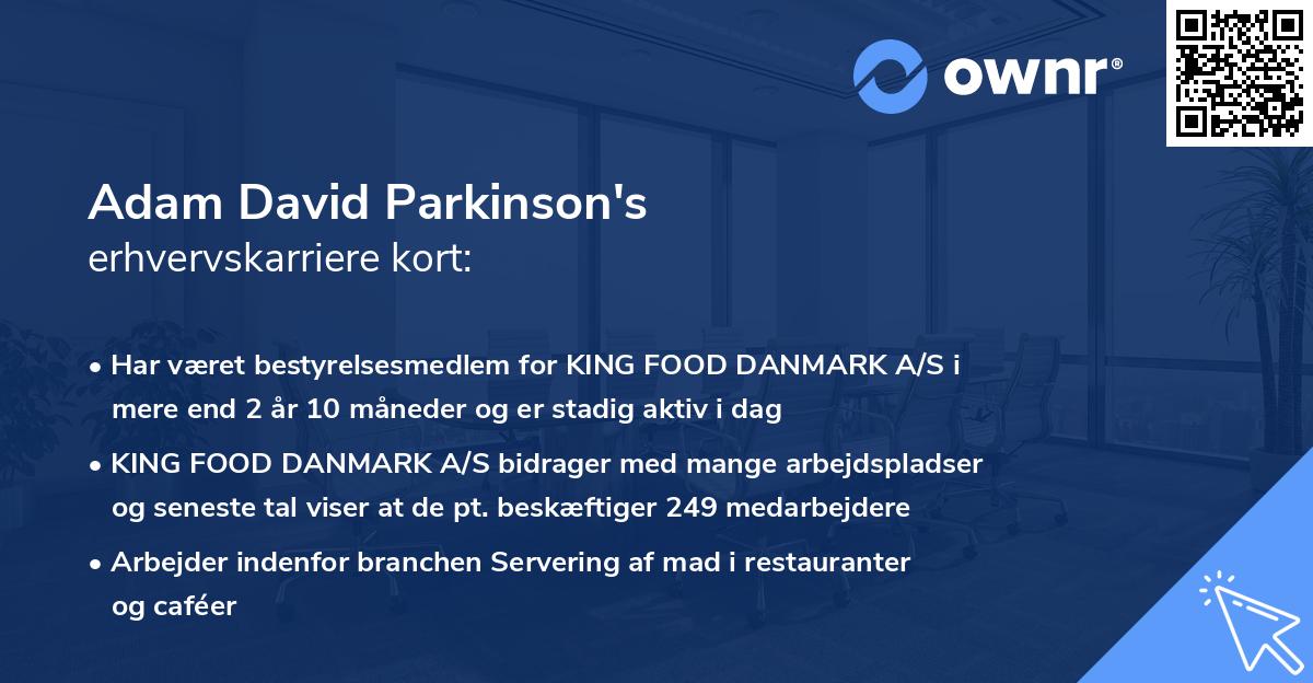 Adam David Parkinson's erhvervskarriere kort