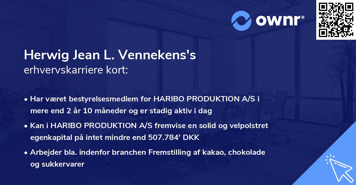 Herwig Jean L. Vennekens's erhvervskarriere kort