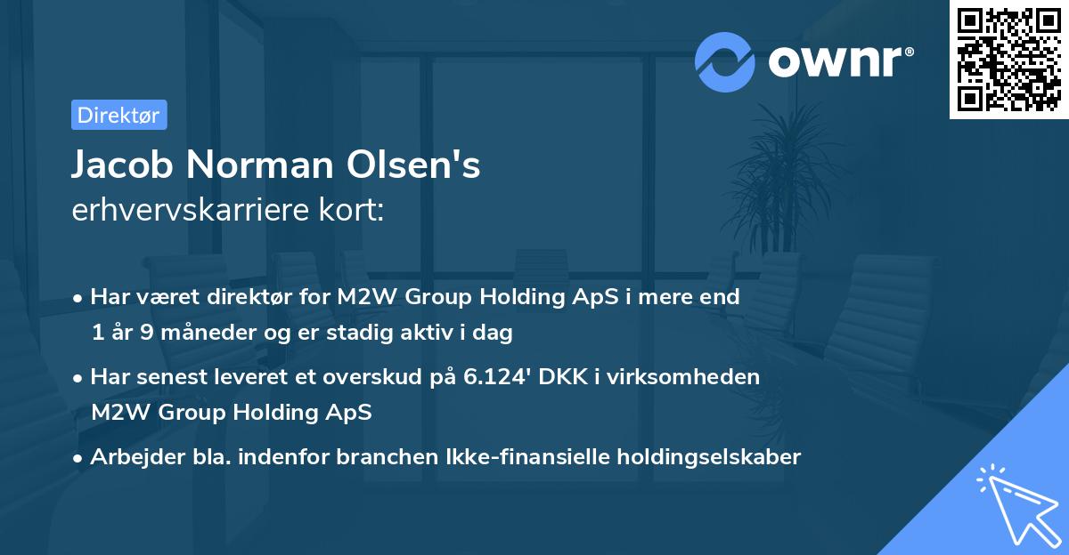 Jacob Norman Olsen's erhvervskarriere kort