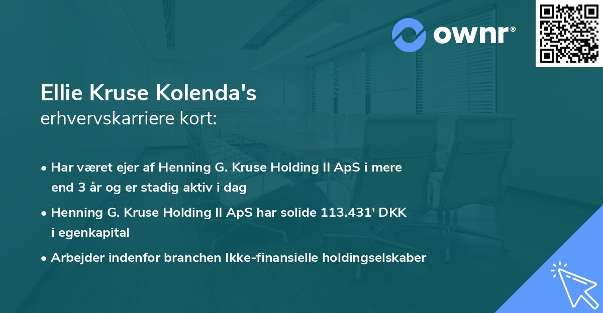 Ellie Kruse Kolenda's erhvervskarriere kort