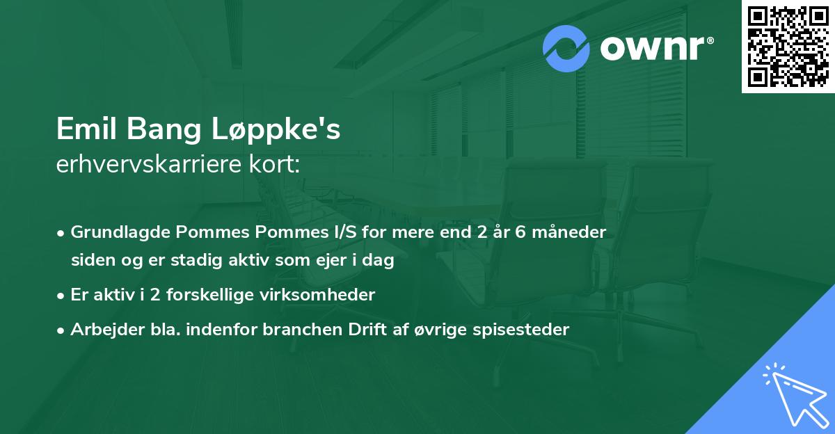 Emil Bang Løppke's erhvervskarriere kort