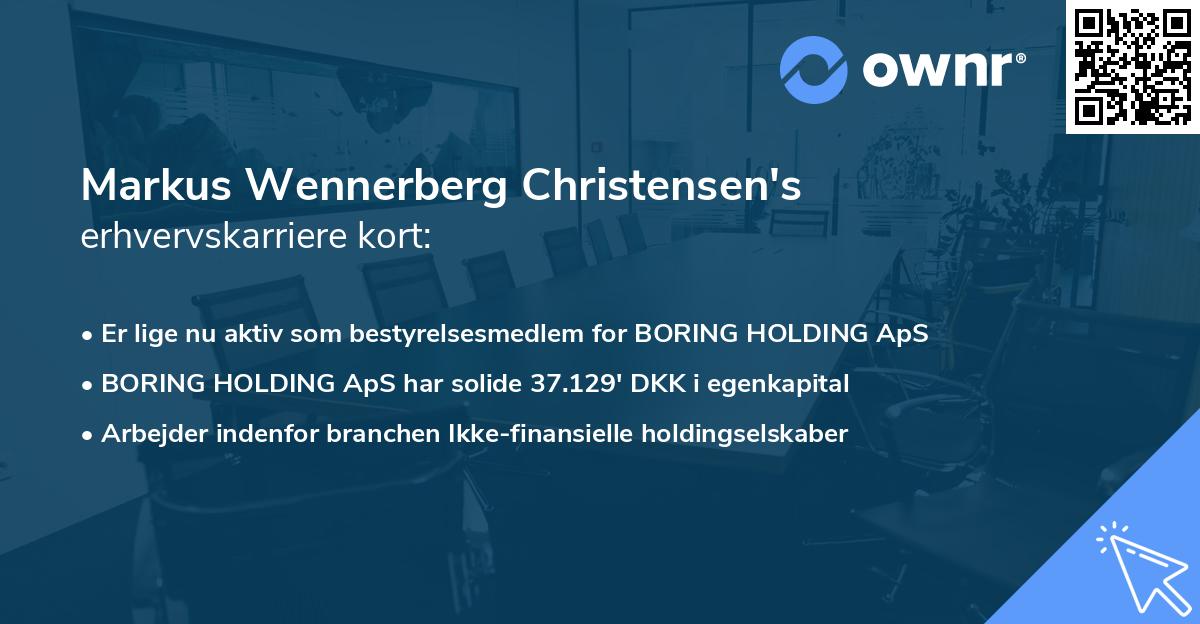 Markus Wennerberg Christensen's erhvervskarriere kort