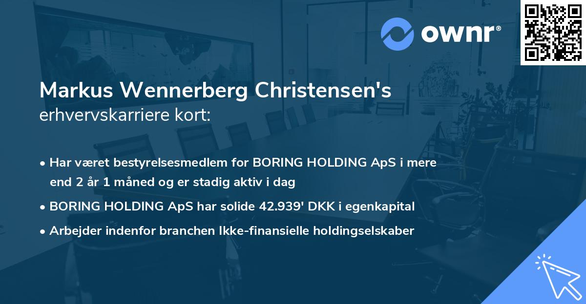 Markus Wennerberg Christensen's erhvervskarriere kort