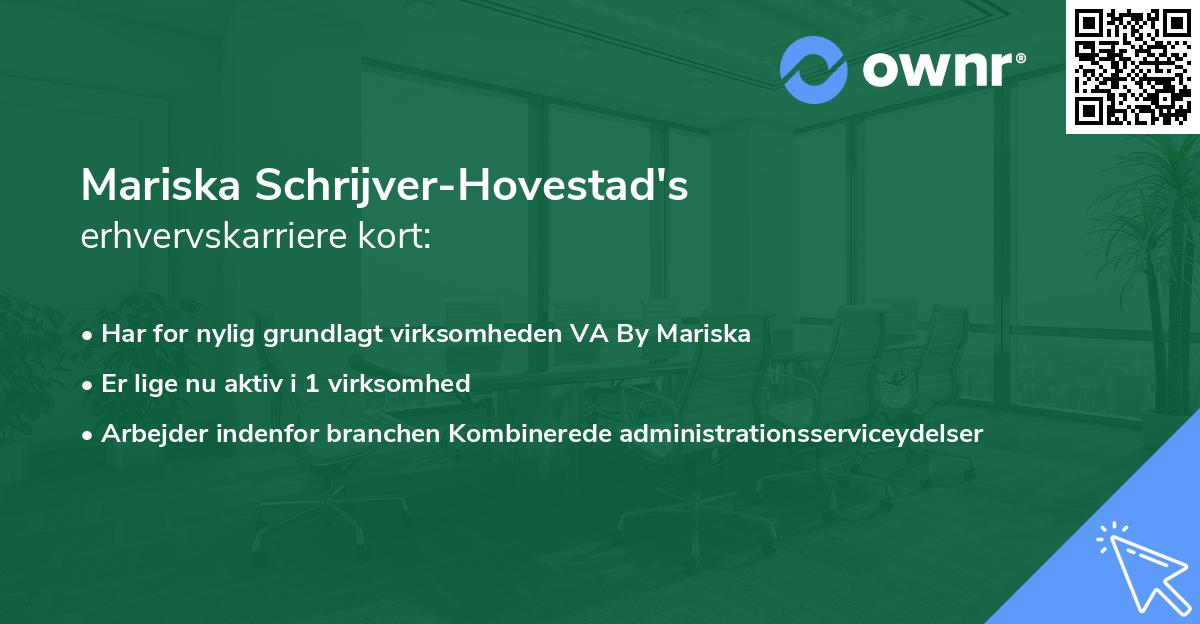 Mariska Schrijver-Hovestad's erhvervskarriere kort