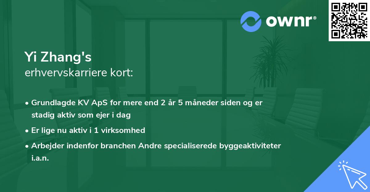 Yi Zhang's erhvervskarriere kort