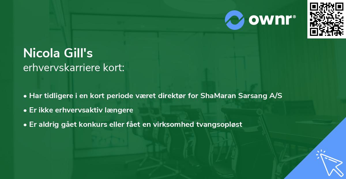 Nicola Gill's erhvervskarriere kort