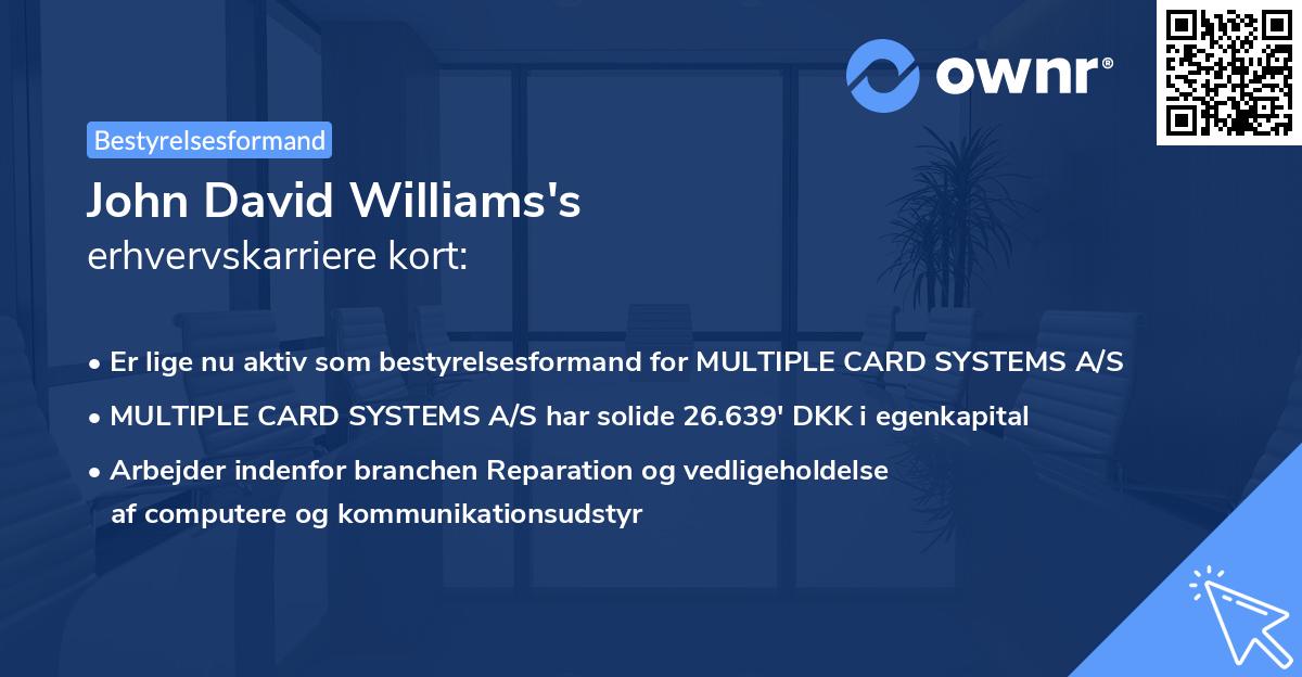 John David Williams's erhvervskarriere kort