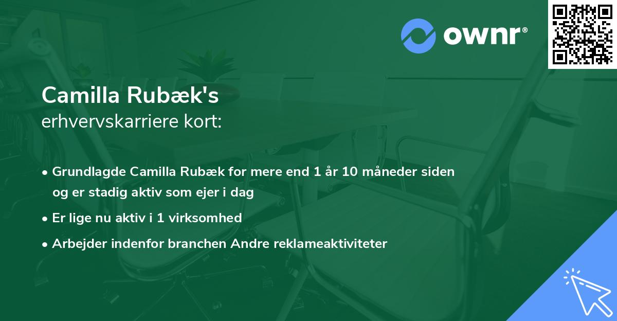 Camilla Rubæk's erhvervskarriere kort