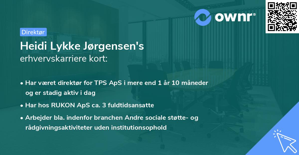 Heidi Lykke Jørgensen's erhvervskarriere kort