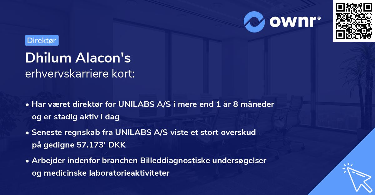 Dhilum Alacon's erhvervskarriere kort