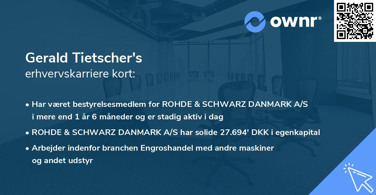 Gerald Tietscher's erhvervskarriere kort