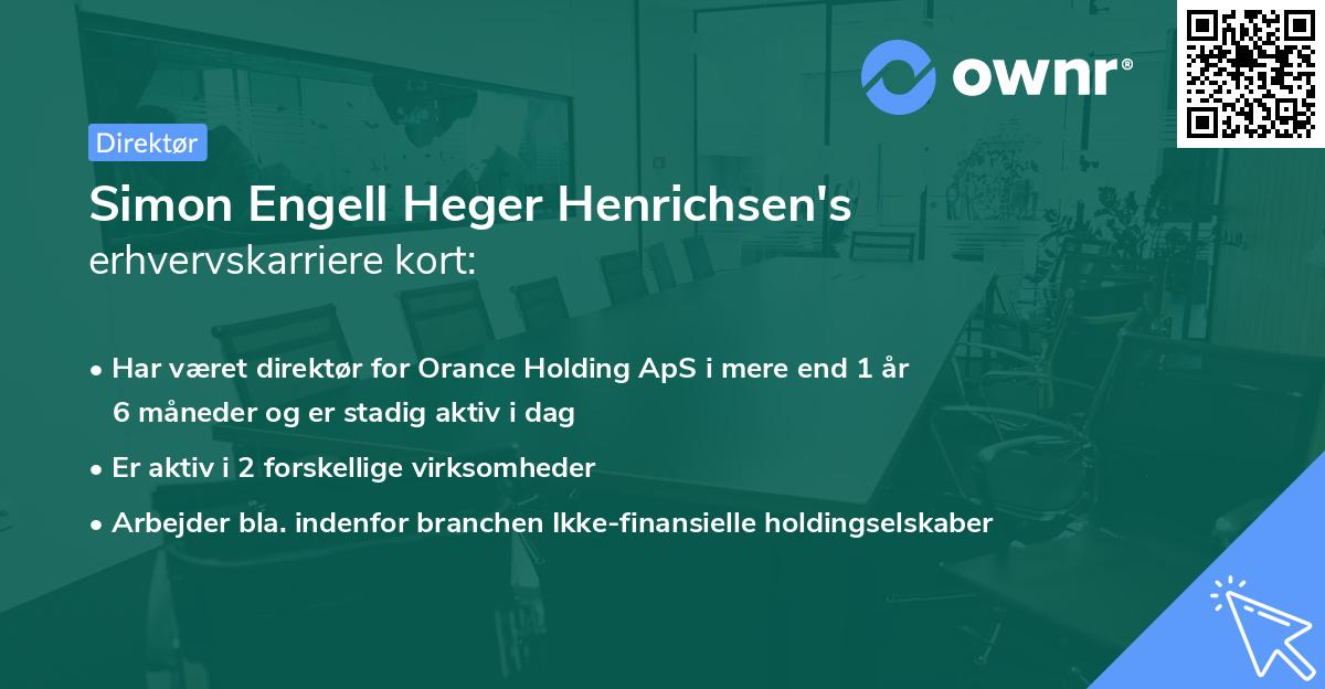 Simon Engell Heger Henrichsen's erhvervskarriere kort