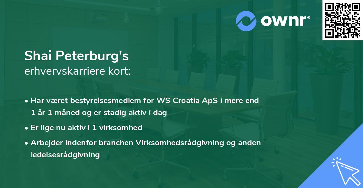 Shai Peterburg's erhvervskarriere kort
