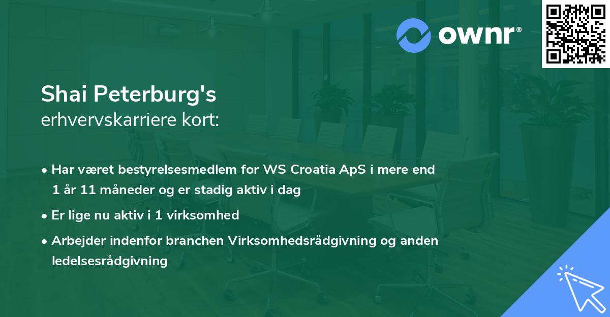Shai Peterburg's erhvervskarriere kort