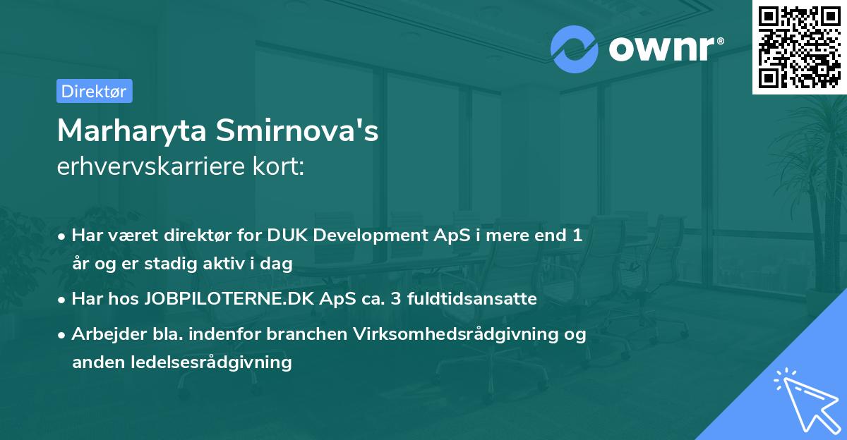 Marharyta Smirnova's erhvervskarriere kort