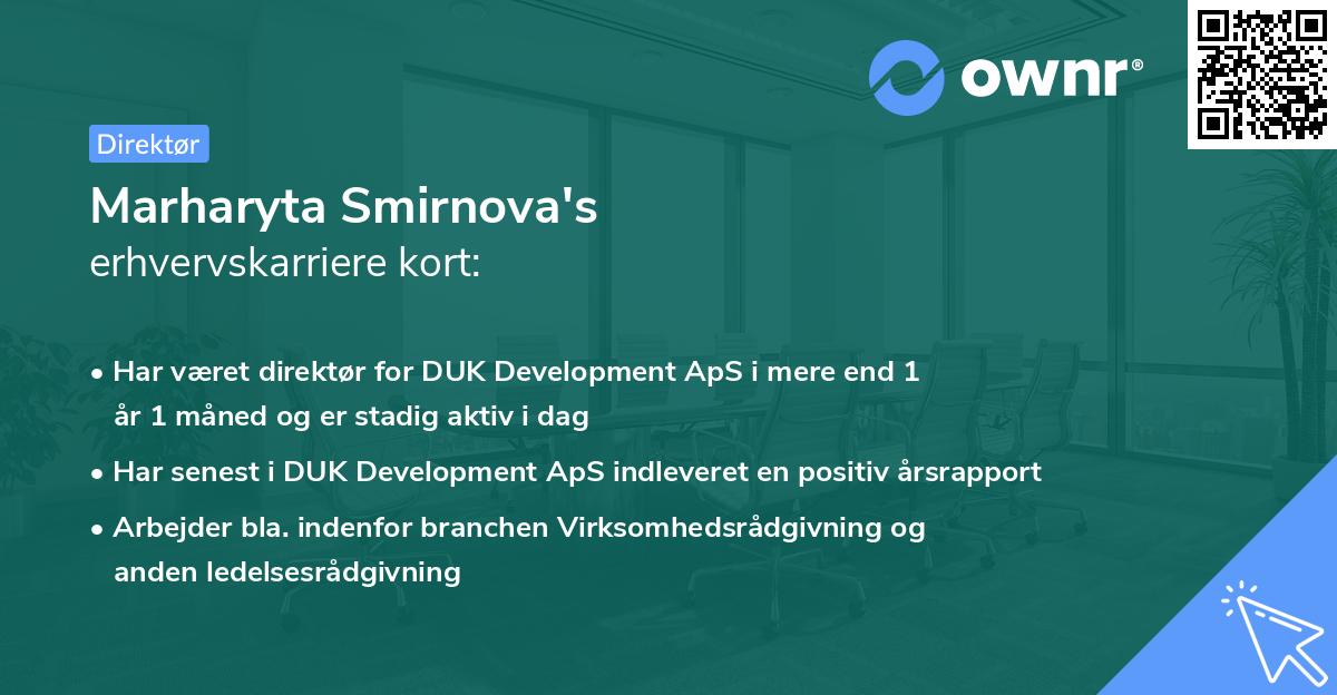 Marharyta Smirnova's erhvervskarriere kort