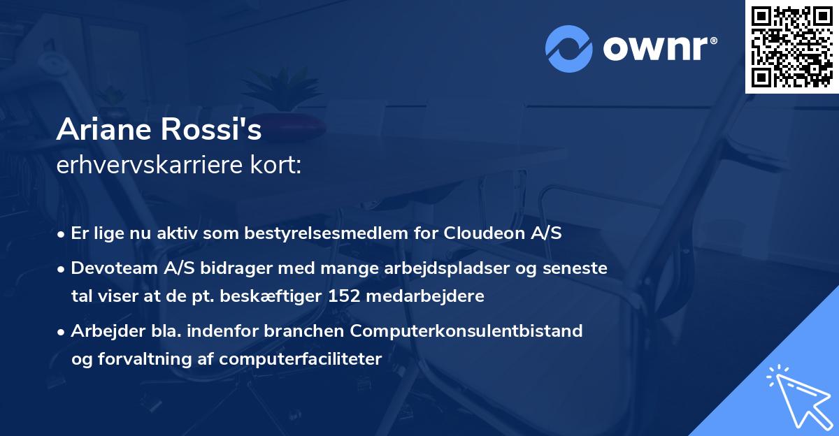 Ariane Rossi's erhvervskarriere kort
