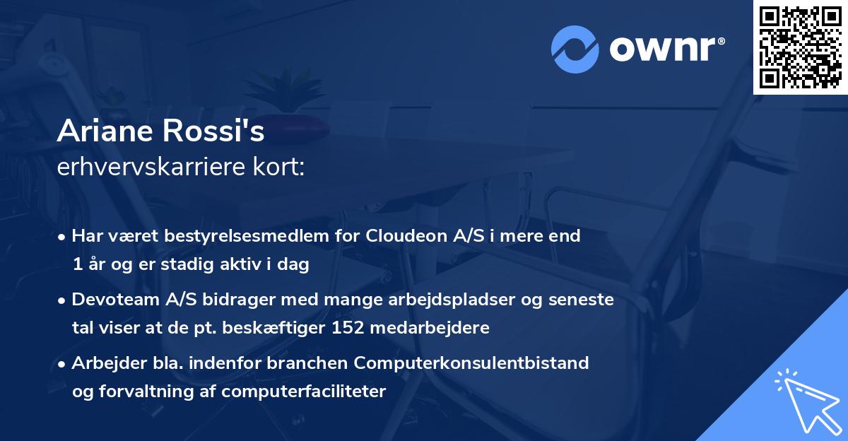 Ariane Rossi's erhvervskarriere kort