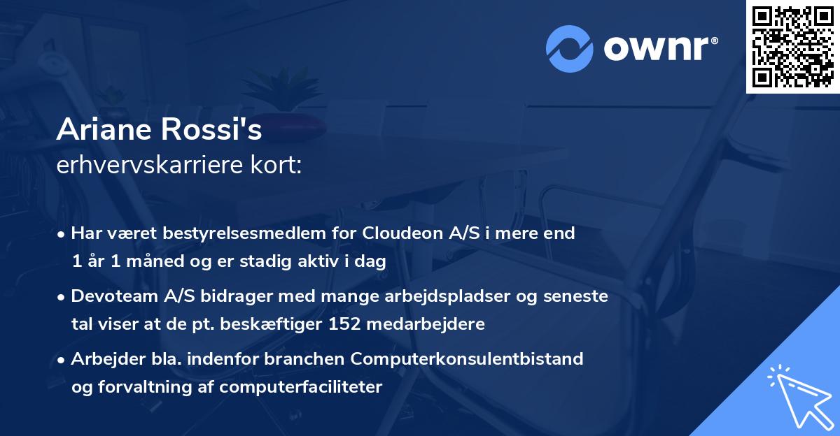 Ariane Rossi's erhvervskarriere kort