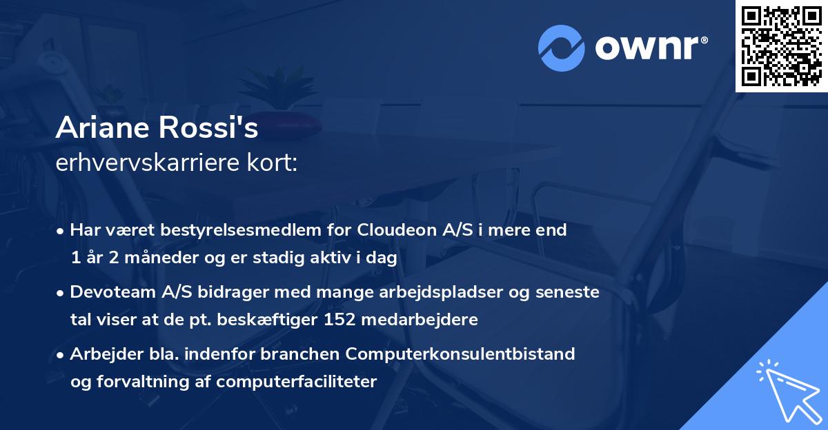 Ariane Rossi's erhvervskarriere kort