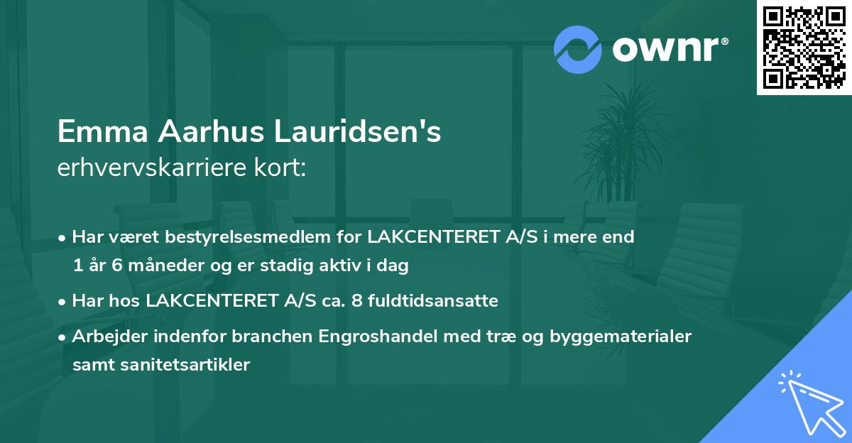 Emma Aarhus Lauridsen's erhvervskarriere kort