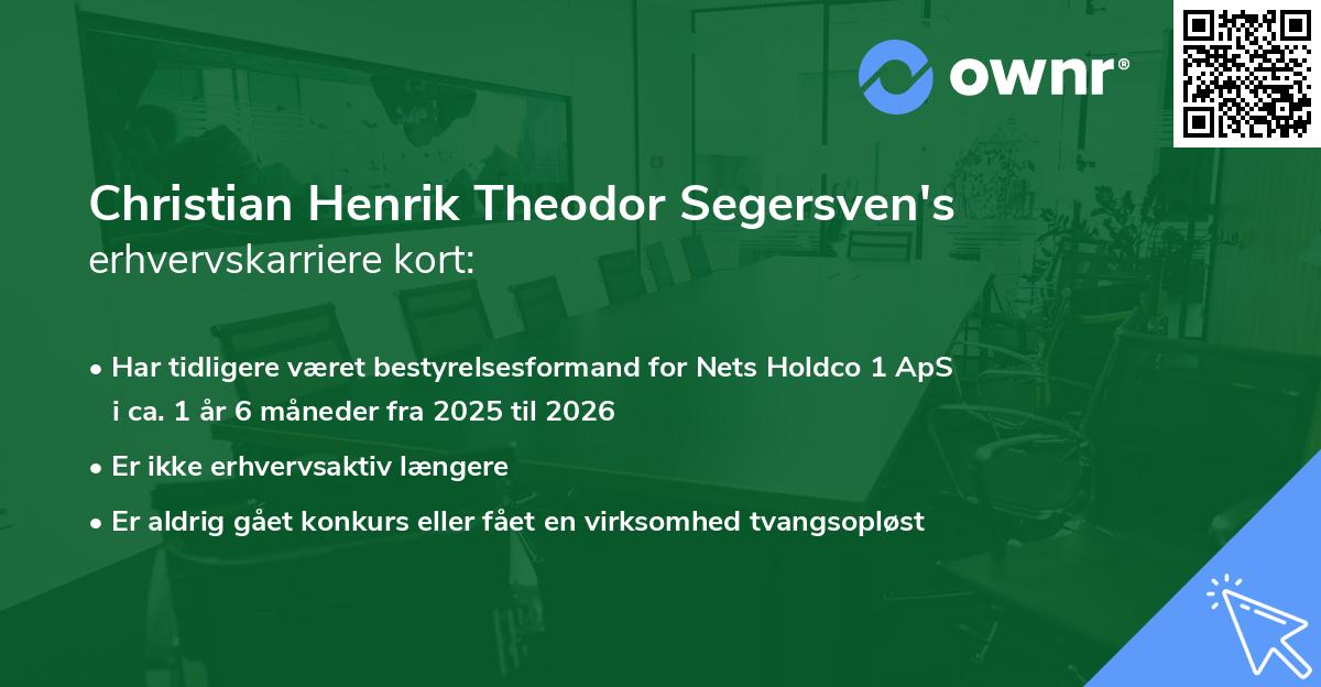 Christian Henrik Theodor Segersven's erhvervskarriere kort