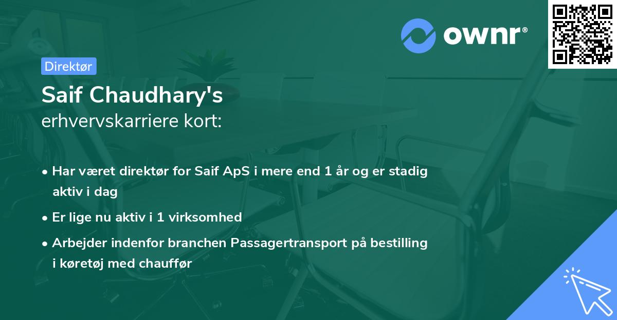 Saif Chaudhary's erhvervskarriere kort