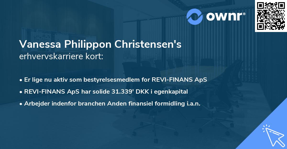 Vanessa Philippon Christensen's erhvervskarriere kort