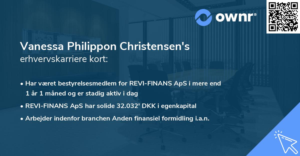 Vanessa Philippon Christensen's erhvervskarriere kort