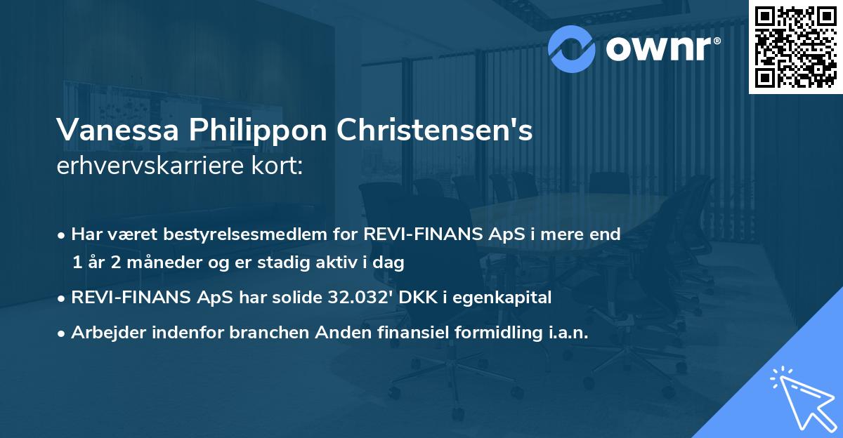 Vanessa Philippon Christensen's erhvervskarriere kort