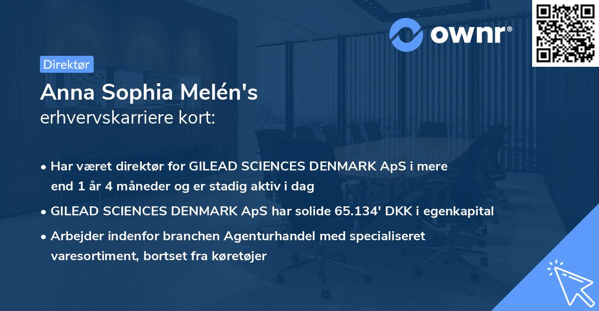 Anna Sophia Melén's erhvervskarriere kort
