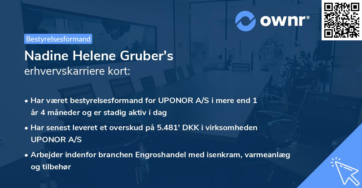 Nadine Helene Gruber's erhvervskarriere kort