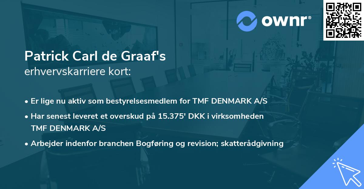 Patrick Carl de Graaf's erhvervskarriere kort