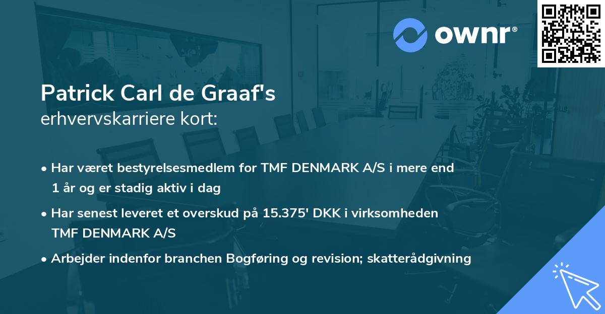 Patrick Carl de Graaf's erhvervskarriere kort