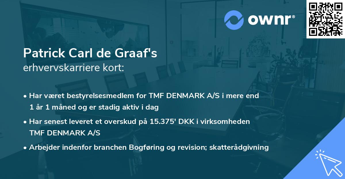 Patrick Carl de Graaf's erhvervskarriere kort