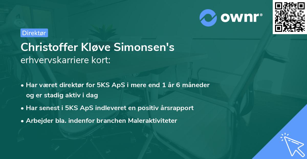 Christoffer Kløve Simonsen's erhvervskarriere kort
