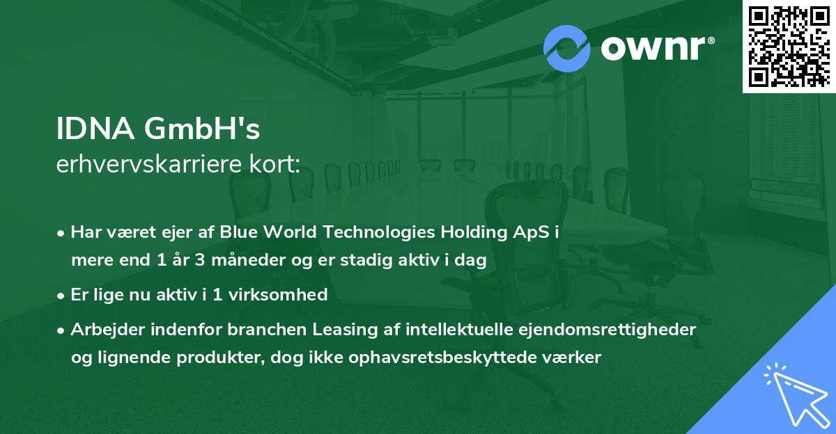 IDNA GmbH's erhvervskarriere kort