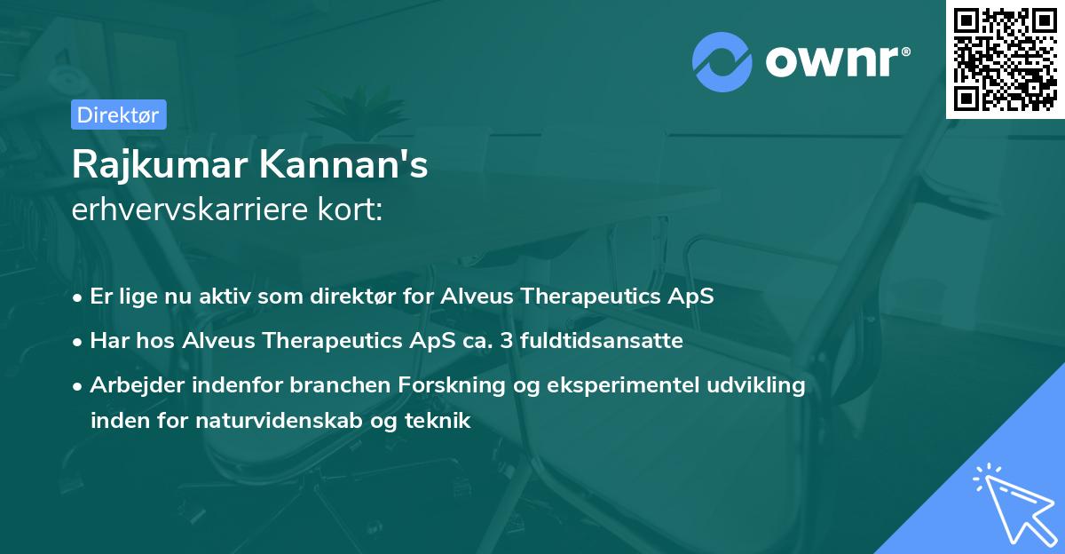 Rajkumar Kannan's erhvervskarriere kort