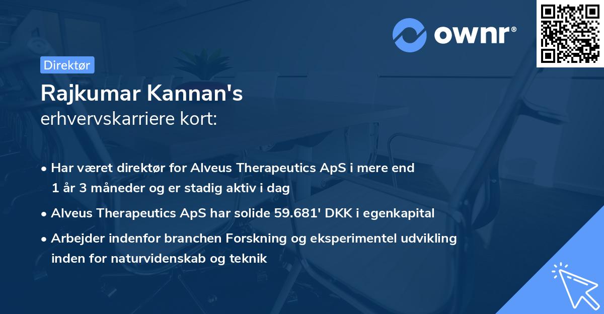Rajkumar Kannan's erhvervskarriere kort