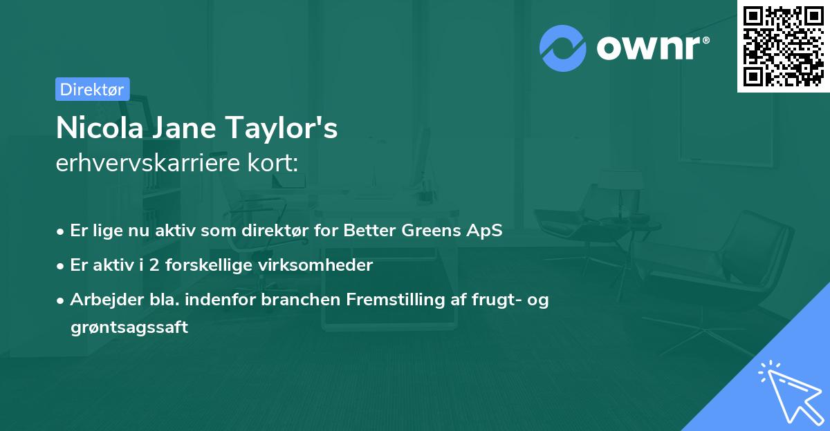Nicola Jane Taylor's erhvervskarriere kort