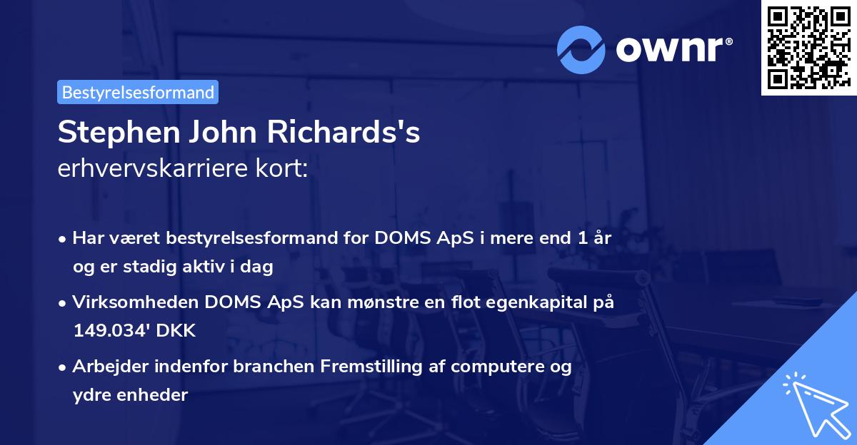 Stephen John Richards's erhvervskarriere kort