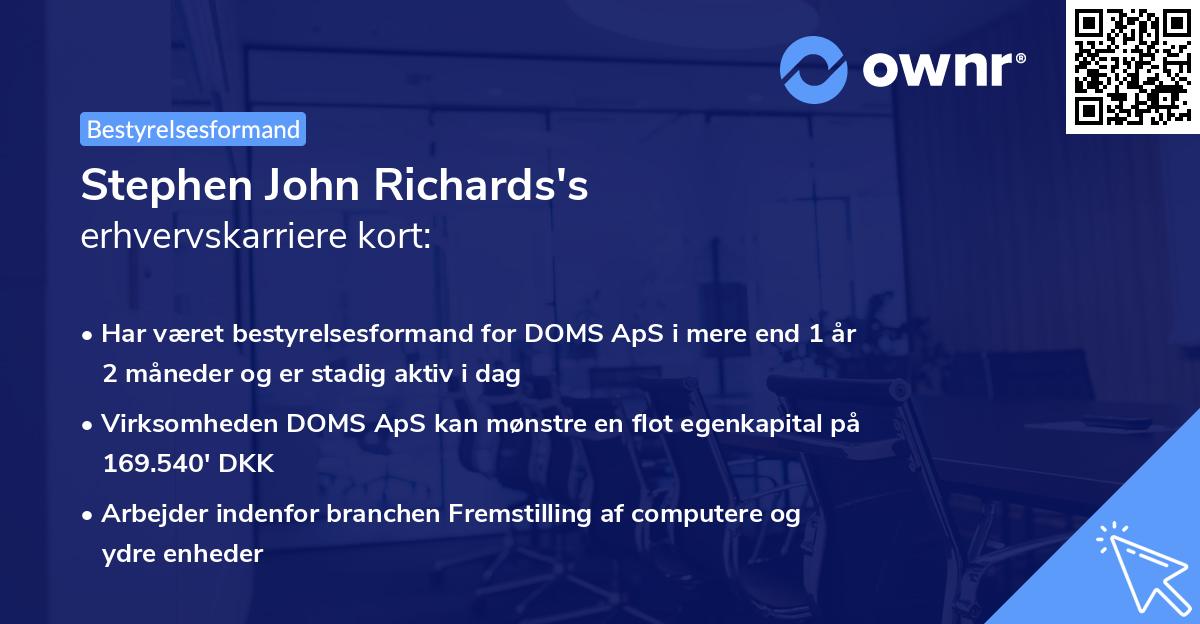Stephen John Richards's erhvervskarriere kort
