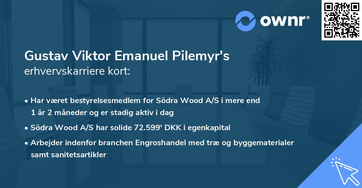 Gustav Viktor Emanuel Pilemyr's erhvervskarriere kort