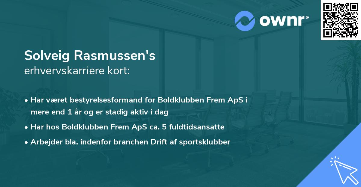 Solveig Rasmussen's erhvervskarriere kort