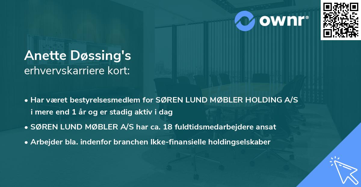 Anette Døssing's erhvervskarriere kort