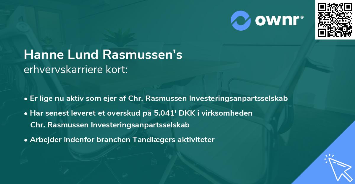 Hanne Lund Rasmussen's erhvervskarriere kort