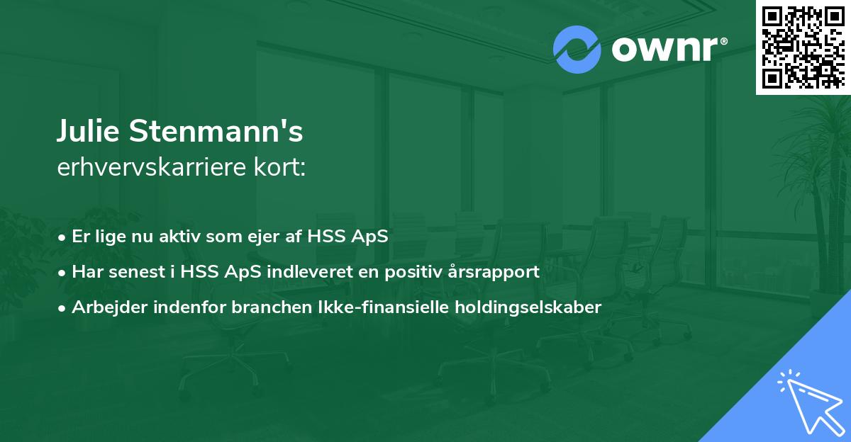Julie Stenmann's erhvervskarriere kort