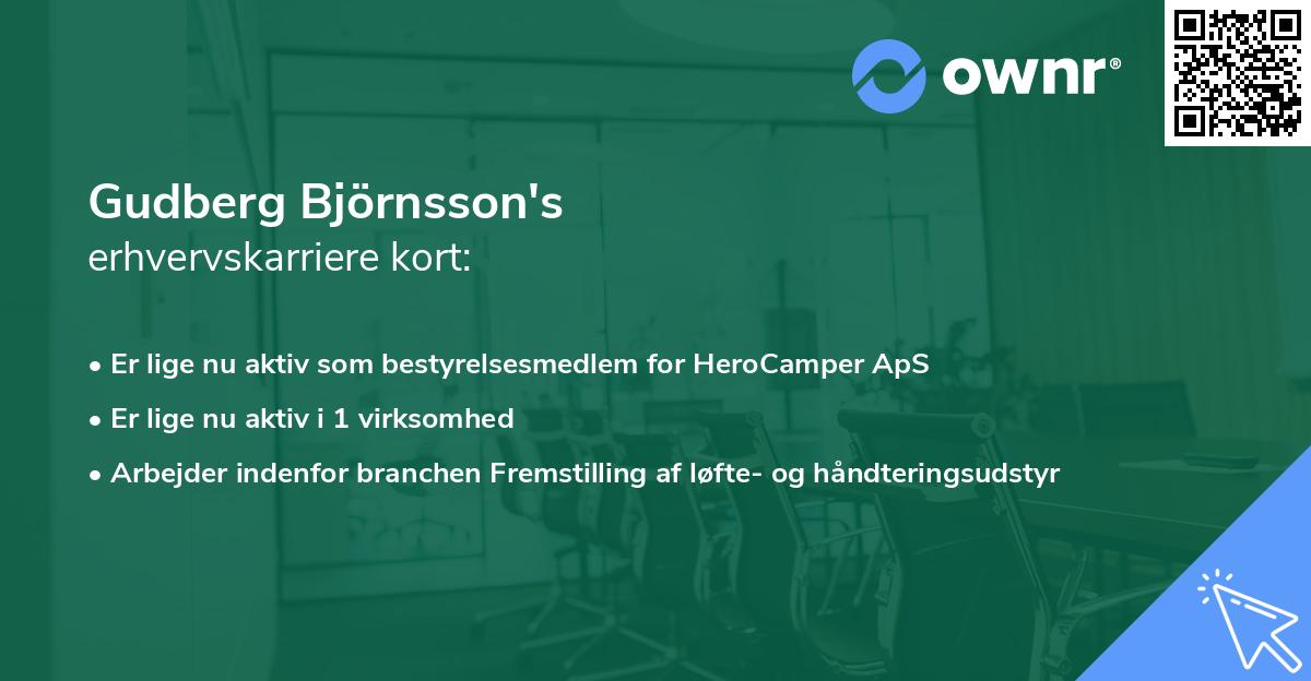 Gudberg Björnsson's erhvervskarriere kort