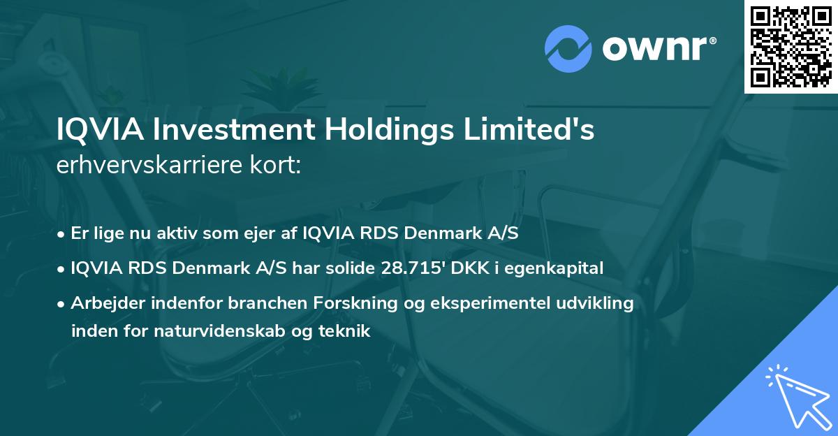 IQVIA Investment Holdings Limited's erhvervskarriere kort
