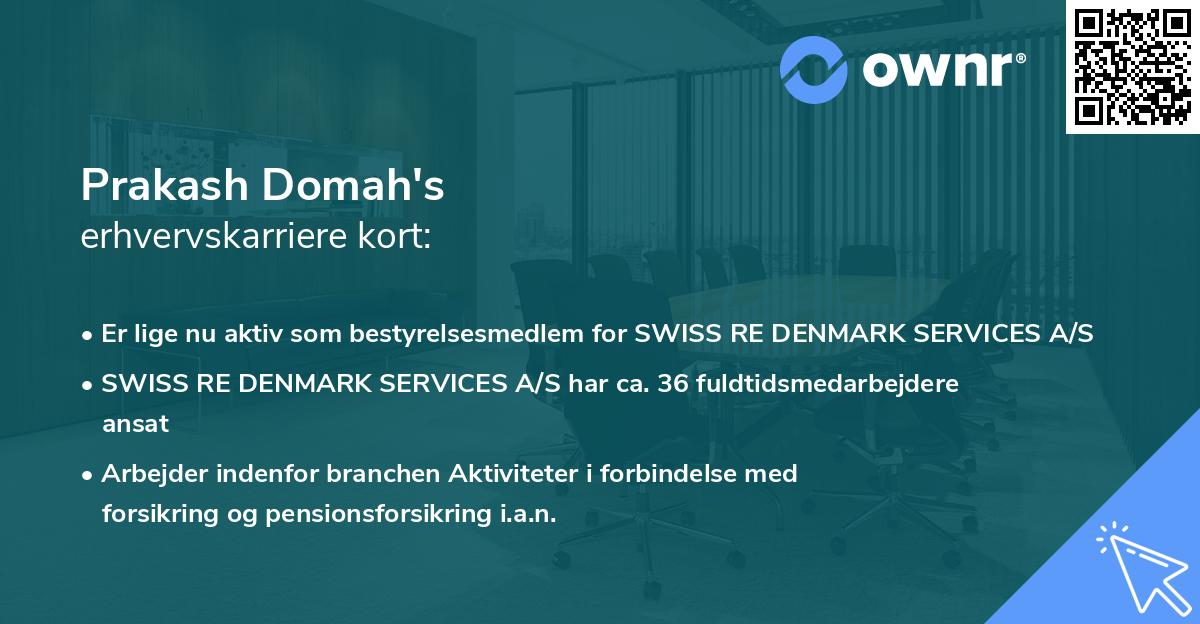 Prakash Domah's erhvervskarriere kort